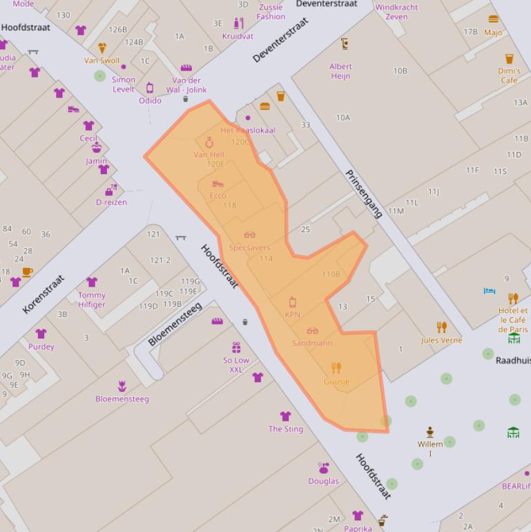 Kaart van postcodegebied 7311KJ.