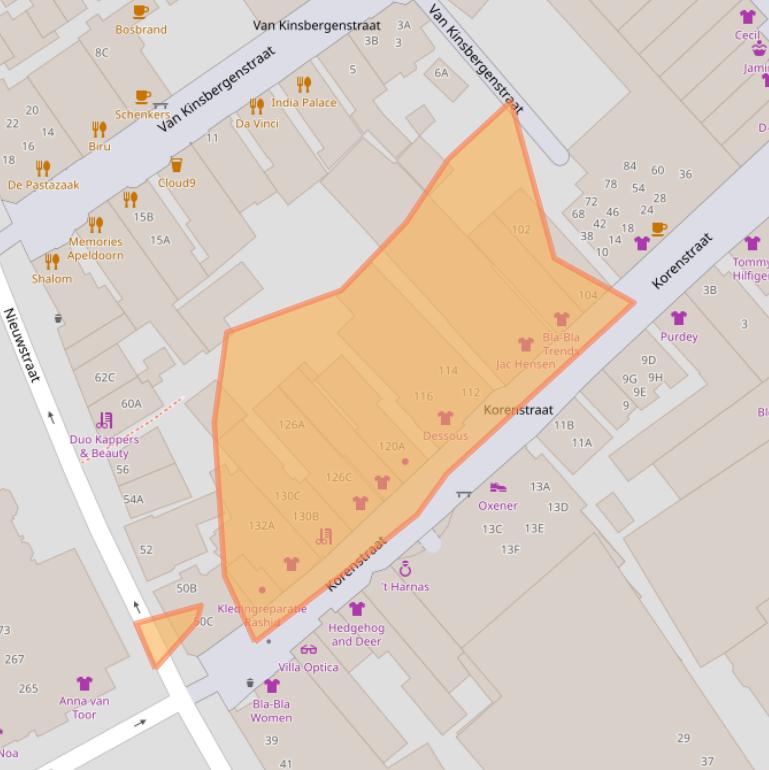 Kaart van postcodegebied 7311LP.