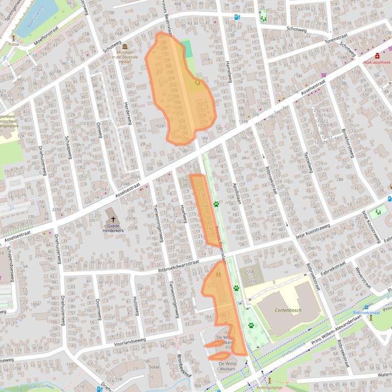 Kaart van postcodegebied 7312AA.