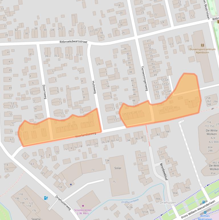 Kaart van postcodegebied 7312EA.