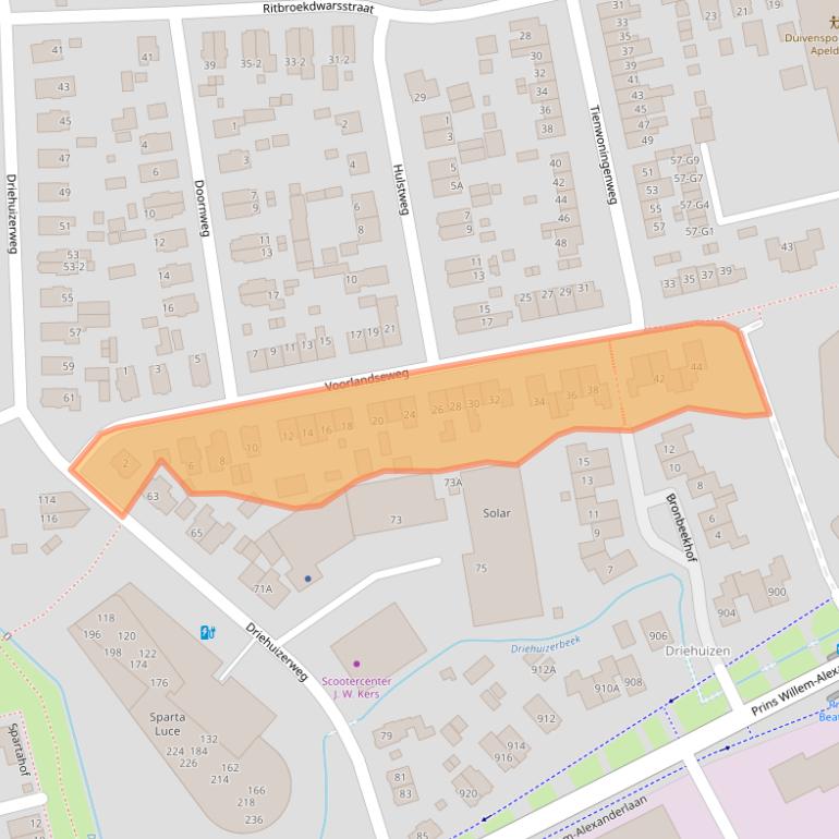 Kaart van postcodegebied 7312EB.