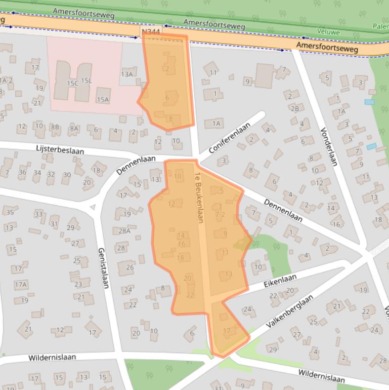 Kaart van postcodegebied 7313AJ.