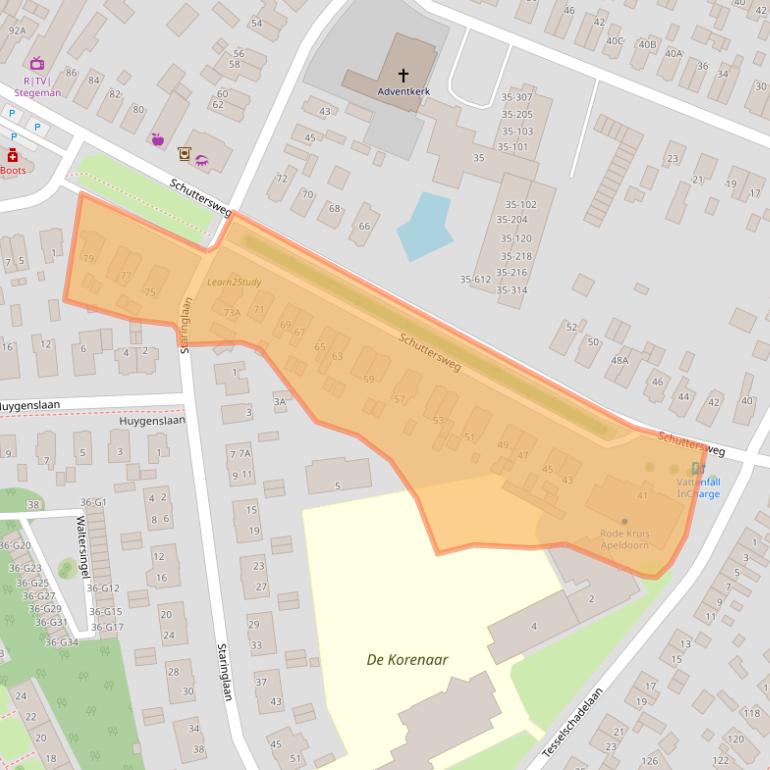 Kaart van postcodegebied 7314LD.