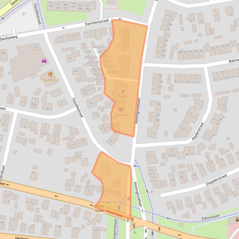 Kaart van postcodegebied 7315DV.