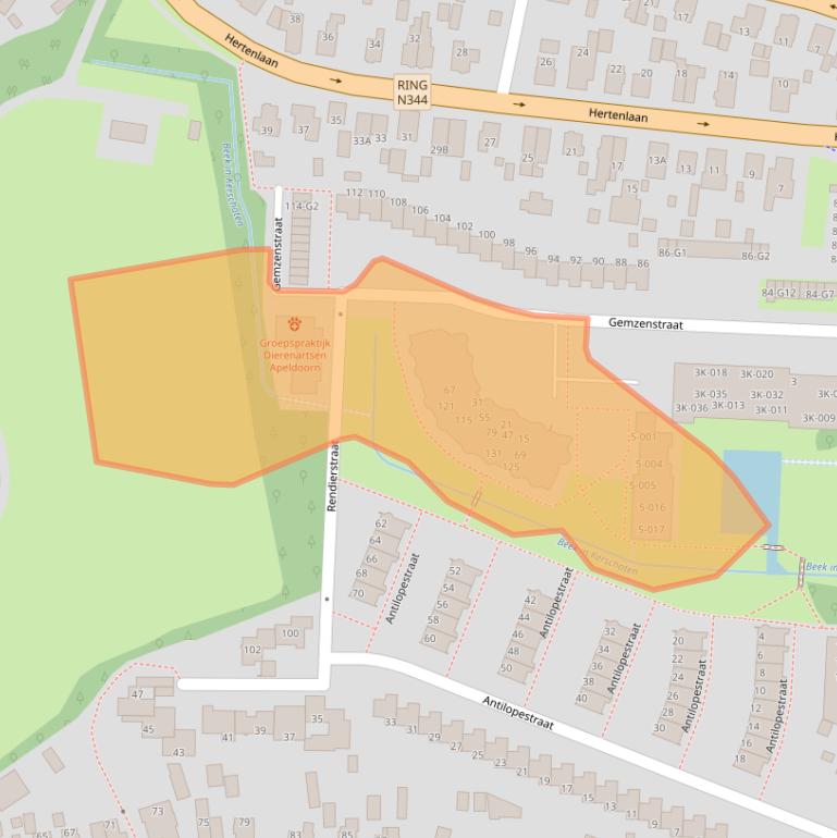 Kaart van postcodegebied 7315EL.