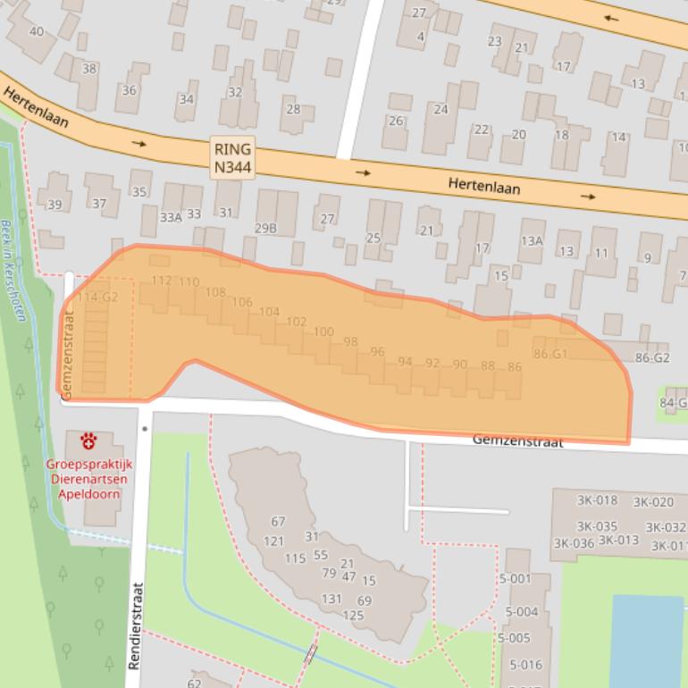 Kaart van postcodegebied 7315EP.