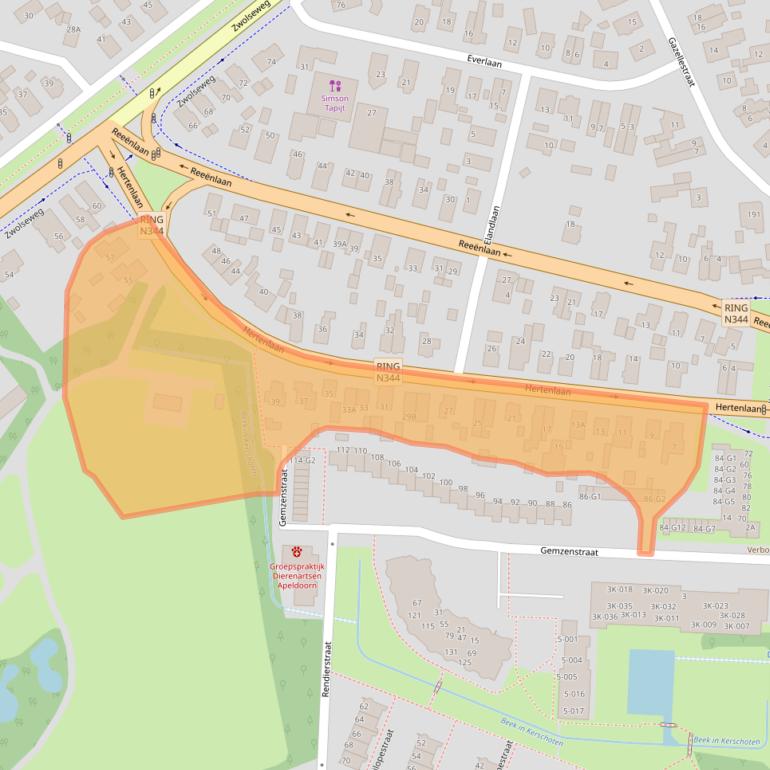 Kaart van postcodegebied 7315ER.