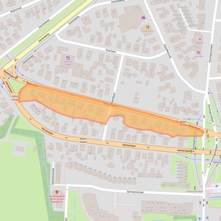 Kaart van postcodegebied 7315EV.