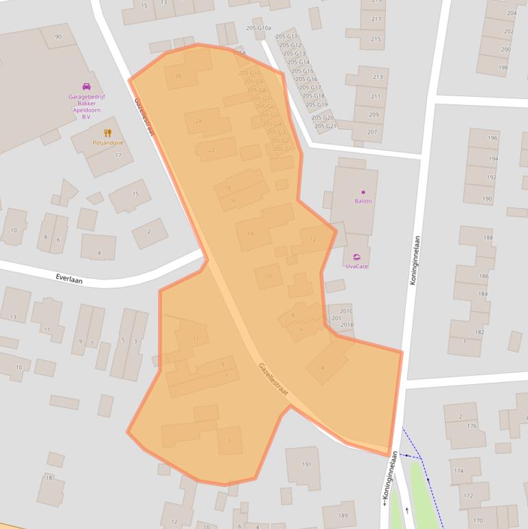 Kaart van postcodegebied 7315GA.