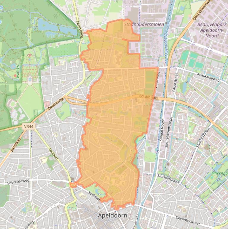 Kaart van postcodegebied 7316.