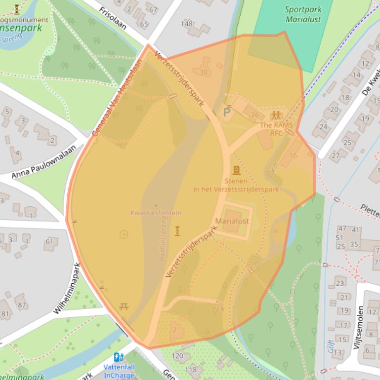 Kaart van postcodegebied 7316CM.