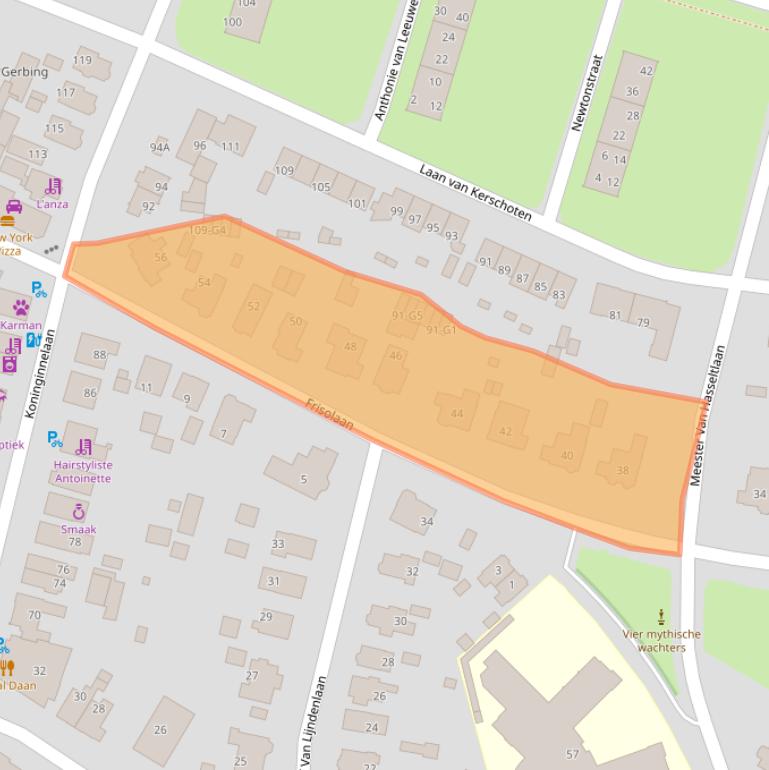 Kaart van postcodegebied 7316DD.