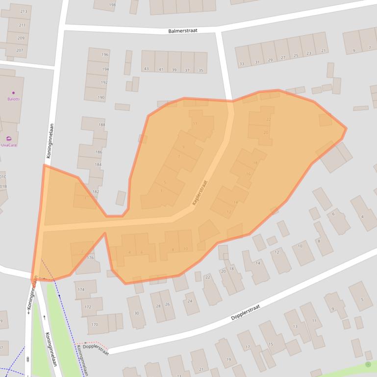 Kaart van postcodegebied 7316JZ.