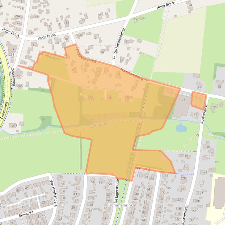 Kaart van postcodegebied 7316MR.