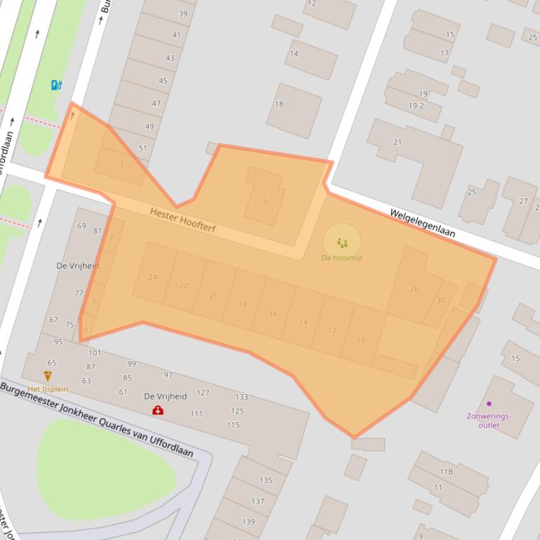 Kaart van postcodegebied 7321AJ.