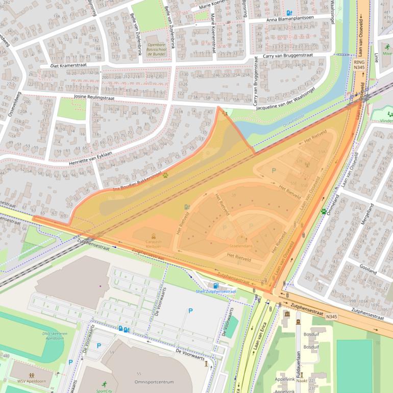 Kaart van postcodegebied 7321CT.