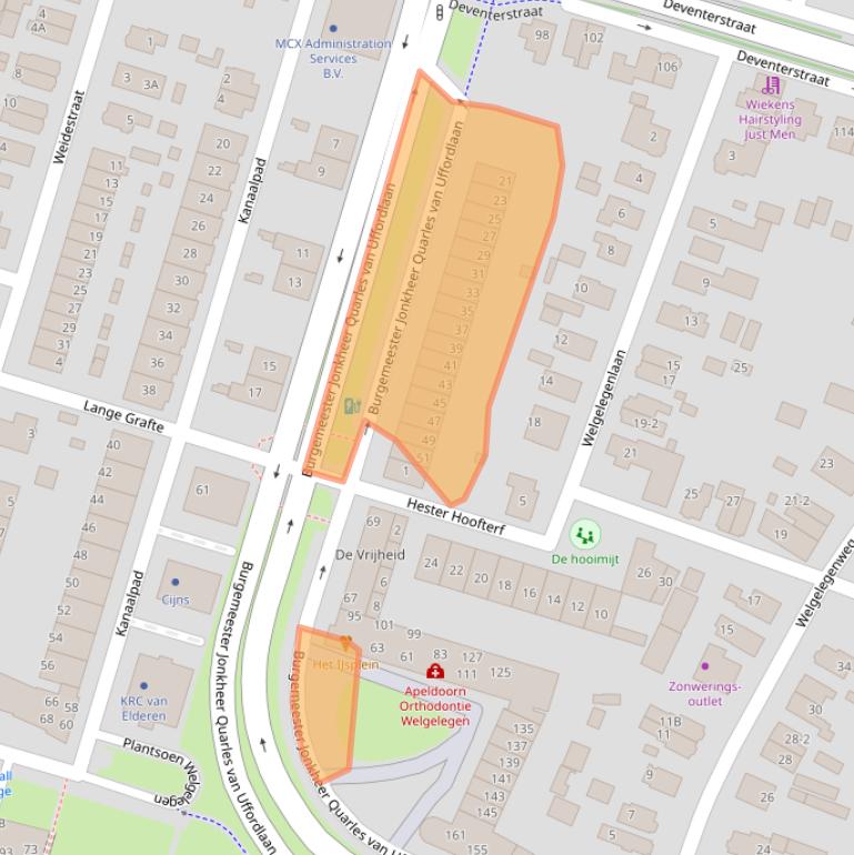 Kaart van postcodegebied 7321ZS.