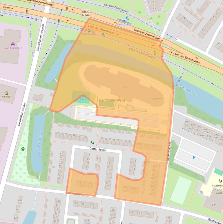 Kaart van postcodegebied 7322CZ.