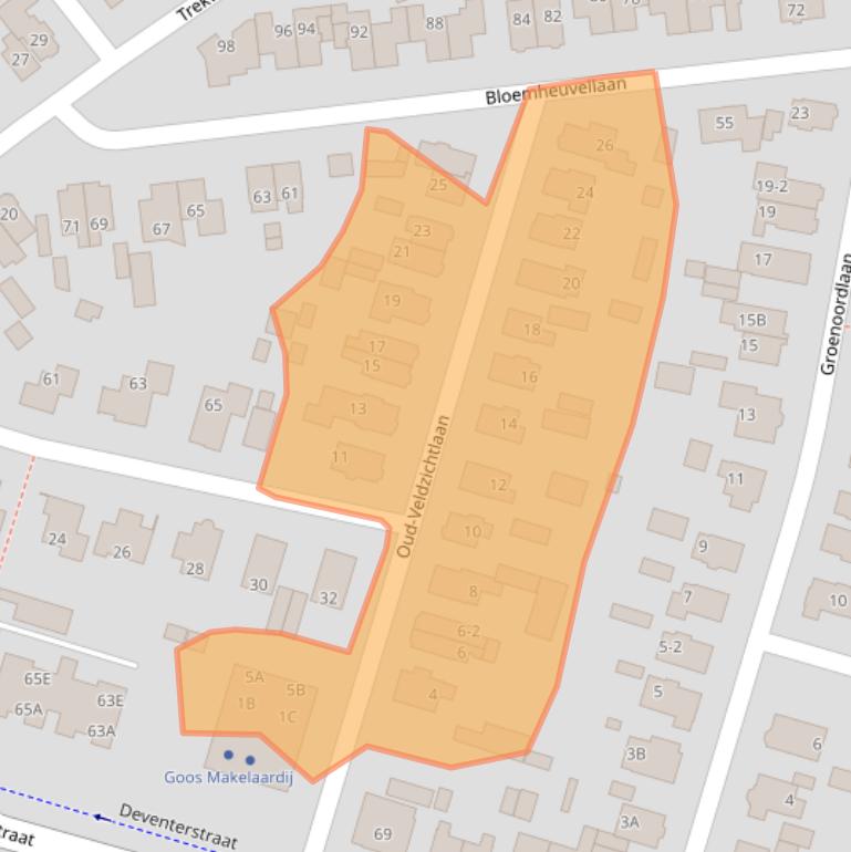 Kaart van postcodegebied 7322HT.