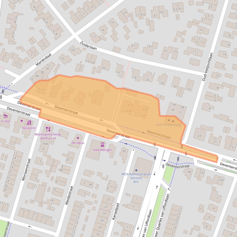 Kaart van postcodegebied 7322JK.