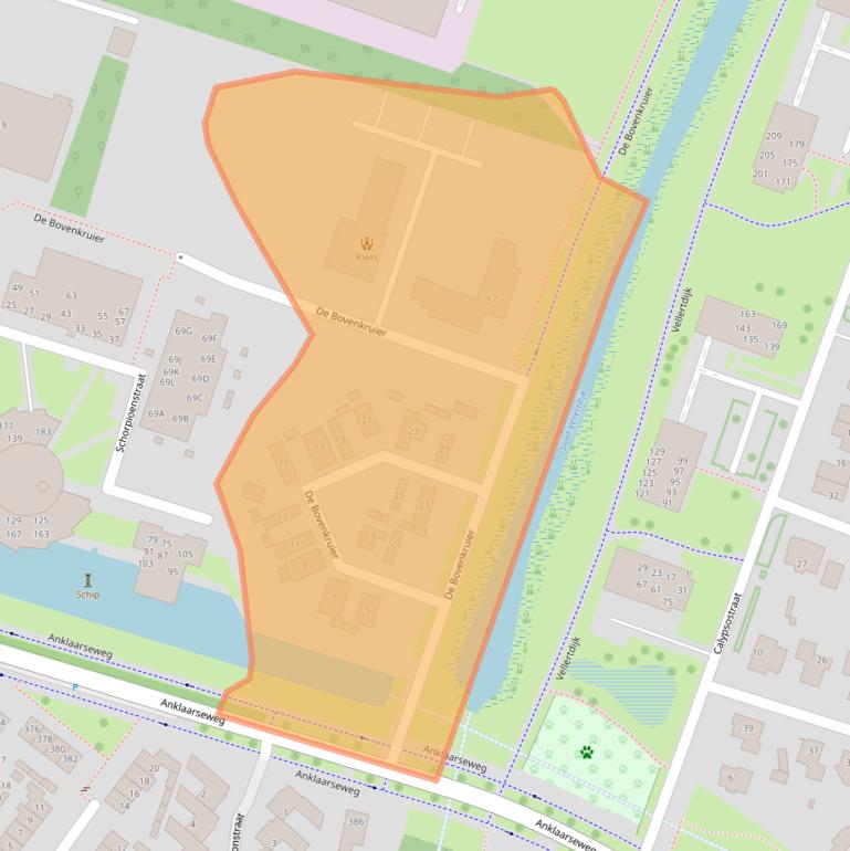 Kaart van postcodegebied 7323AJ.