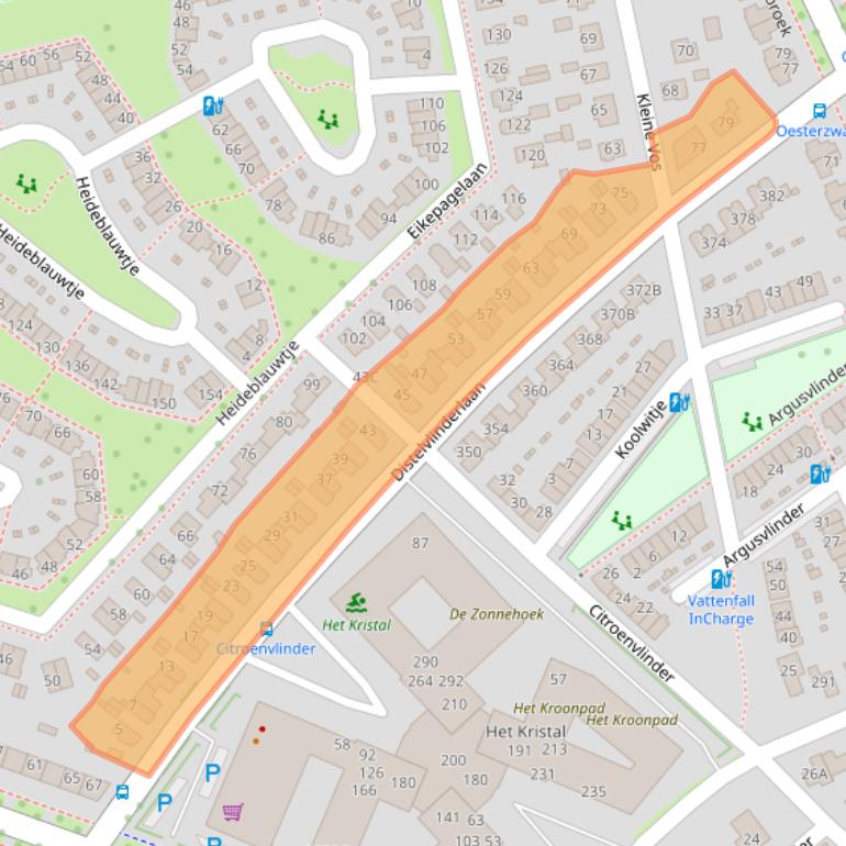 Kaart van postcodegebied 7323RK.