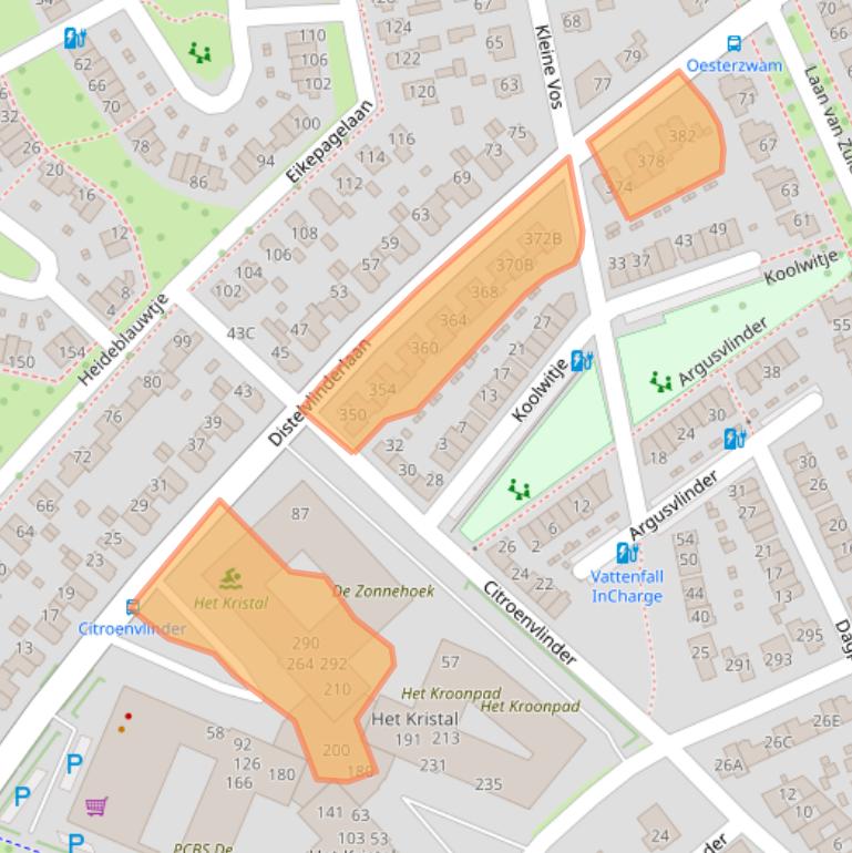 Kaart van postcodegebied 7323XB.