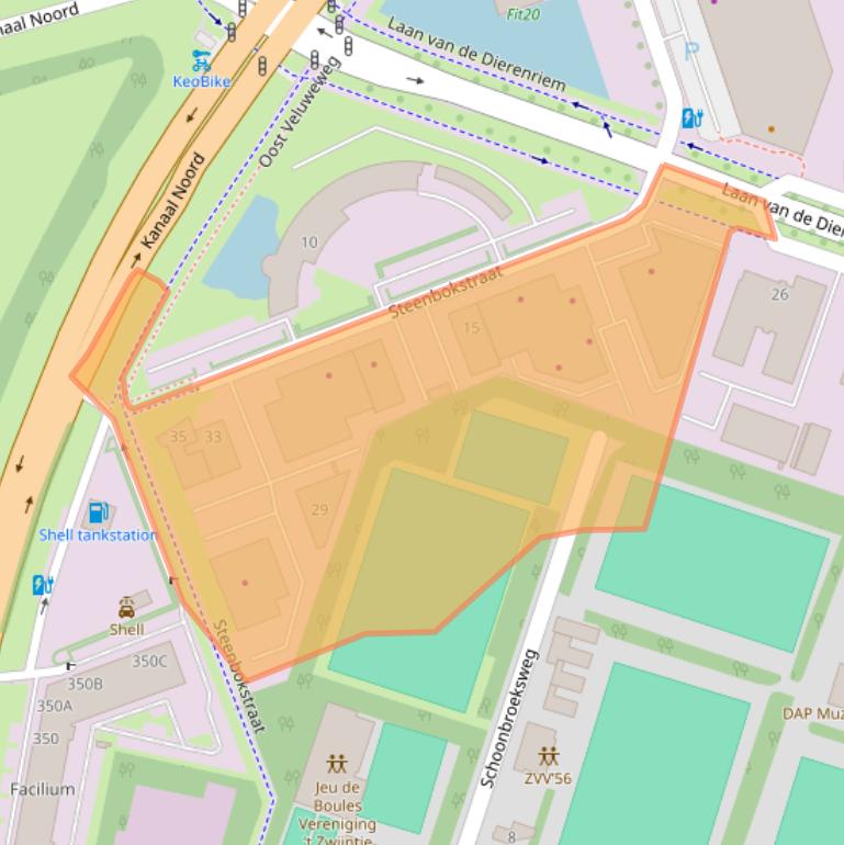 Kaart van postcodegebied 7324AZ.