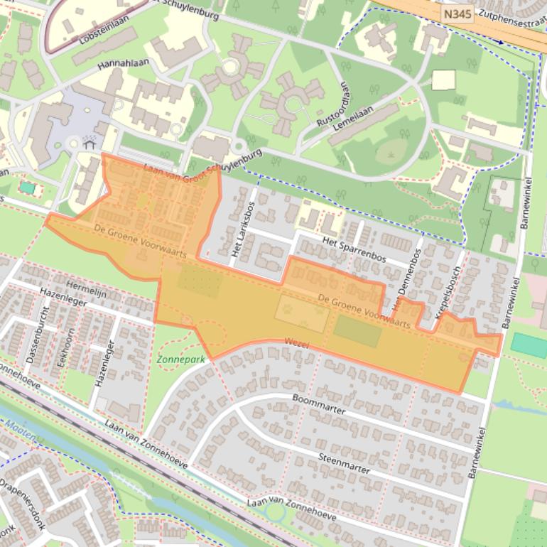 Kaart van postcodegebied 7325AT.