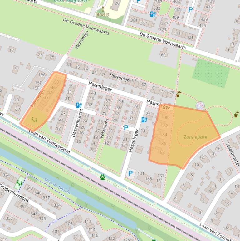 Kaart van postcodegebied 7325CD.