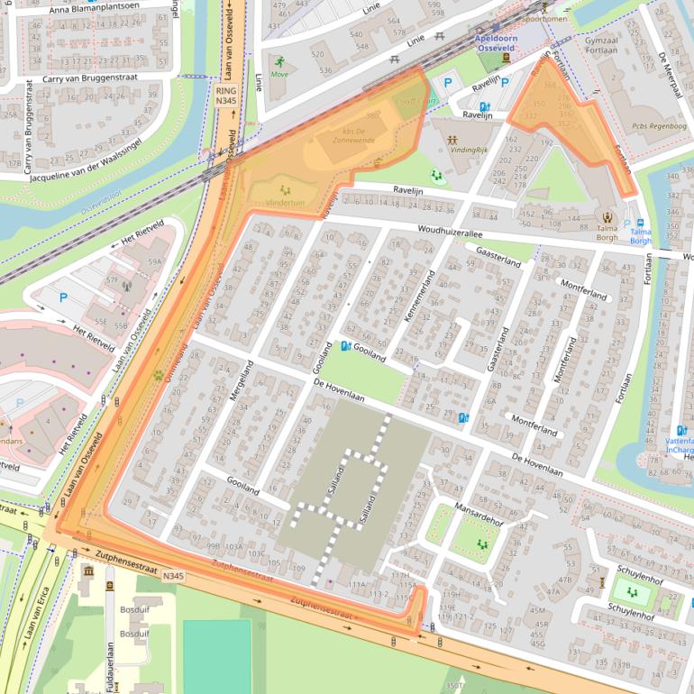 Kaart van postcodegebied 7325NV.