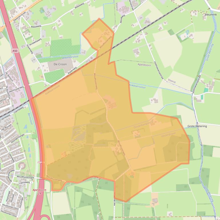Kaart van postcodegebied 7325WL.