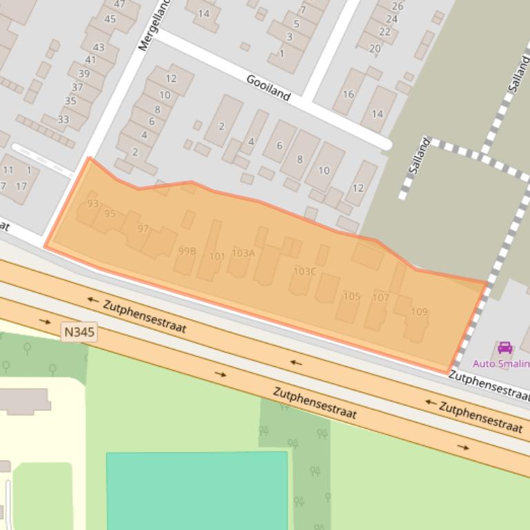 Kaart van postcodegebied 7325XD.