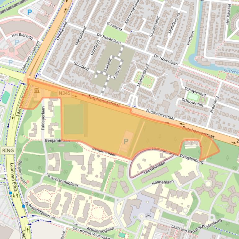 Kaart van postcodegebied 7325XJ.