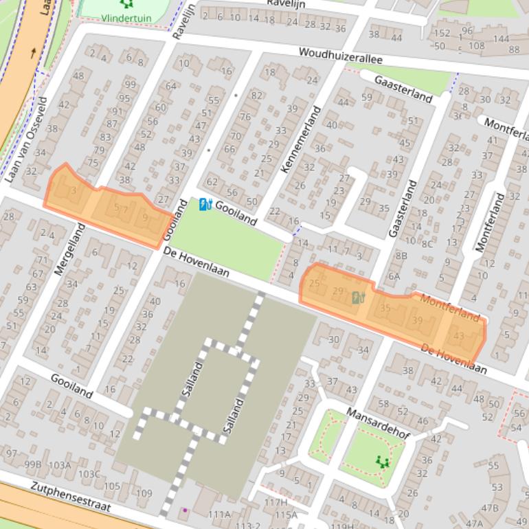 Kaart van postcodegebied 7325ZD.