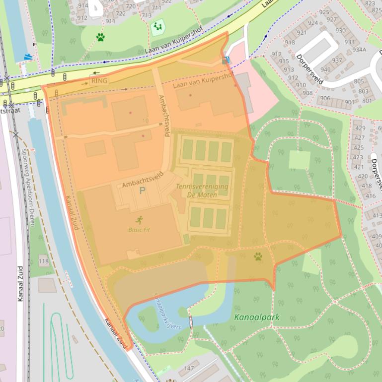 Kaart van postcodegebied 7327AZ.
