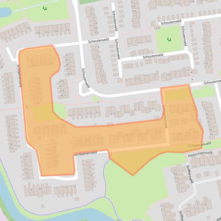Kaart van postcodegebied 7327DC.