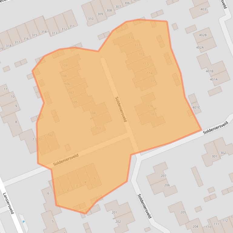 Kaart van postcodegebied 7327GJ.