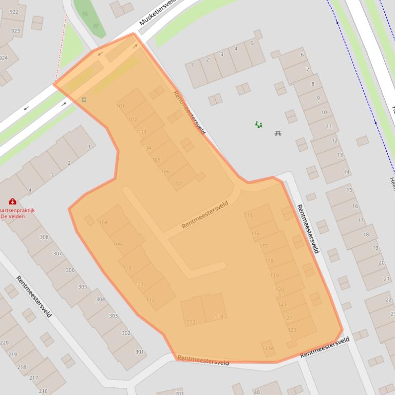 Kaart van postcodegebied 7327HC.