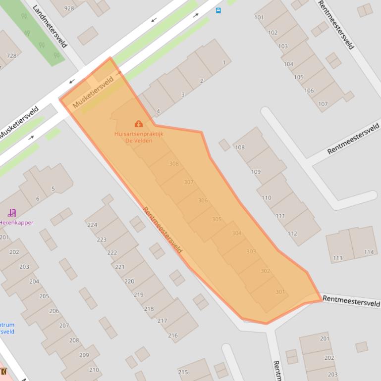 Kaart van postcodegebied 7327HE.