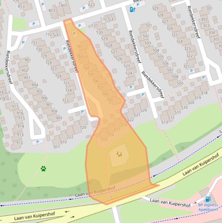 Kaart van postcodegebied 7328AK.