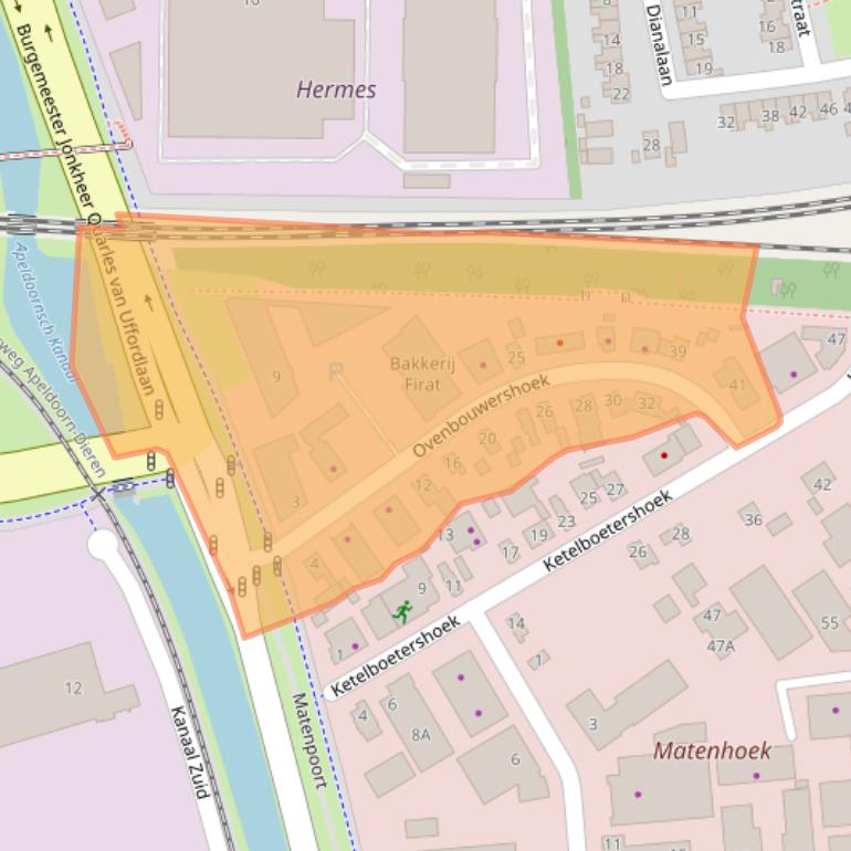 Kaart van postcodegebied 7328JH.