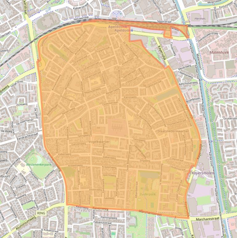 Kaart van postcodegebied 7331.