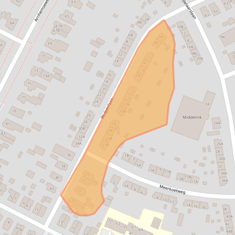 Kaart van postcodegebied 7331AT.