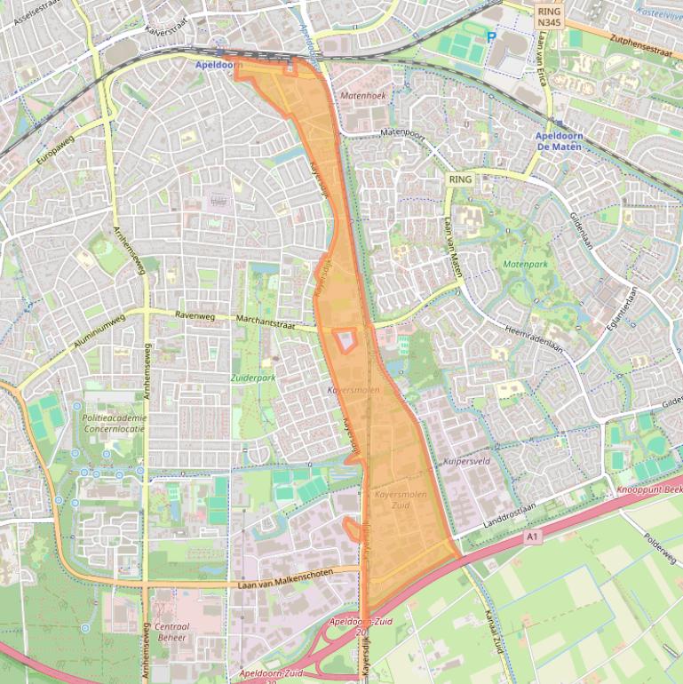 Kaart van postcodegebied 7332.