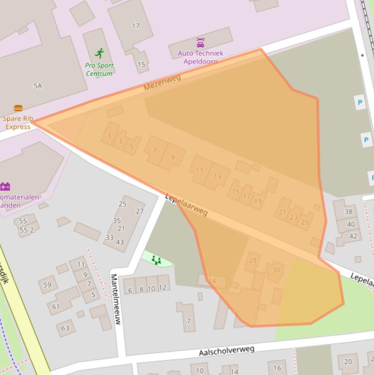 Kaart van postcodegebied 7332AE.