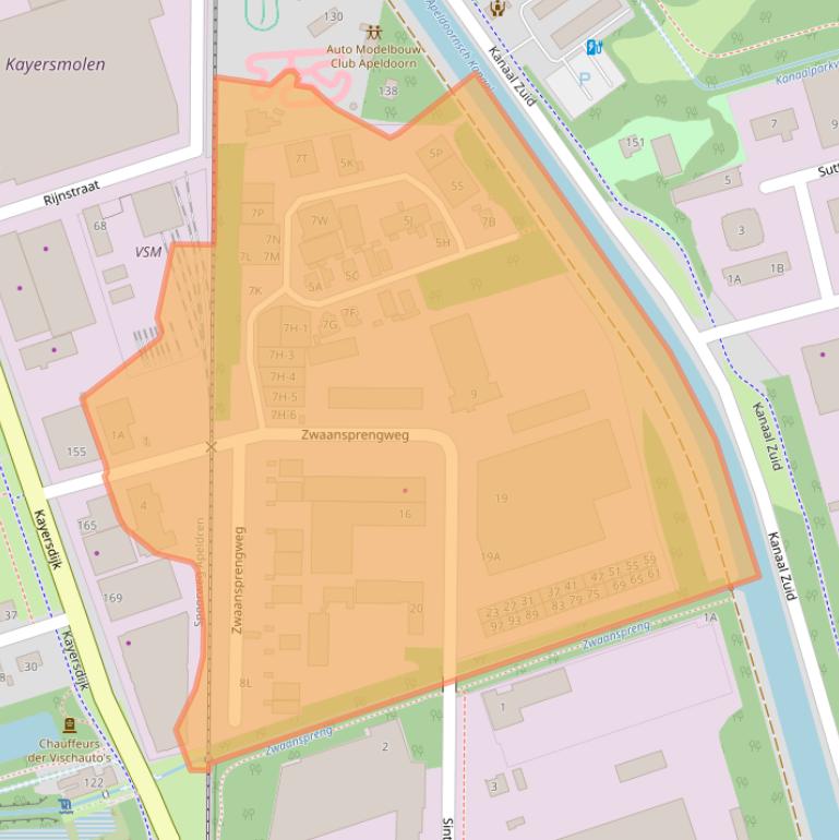 Kaart van postcodegebied 7332BE.