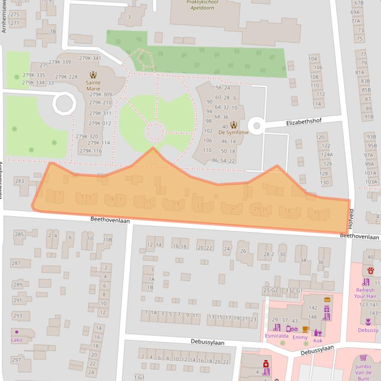 Kaart van postcodegebied 7333CA.