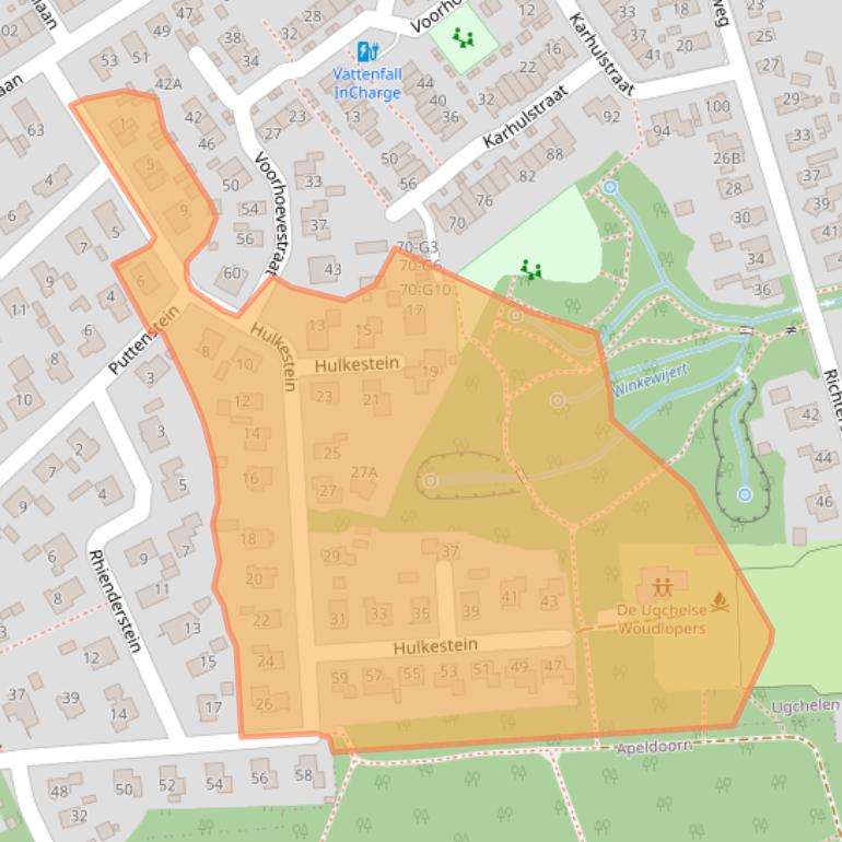 Kaart van postcodegebied 7339AW.