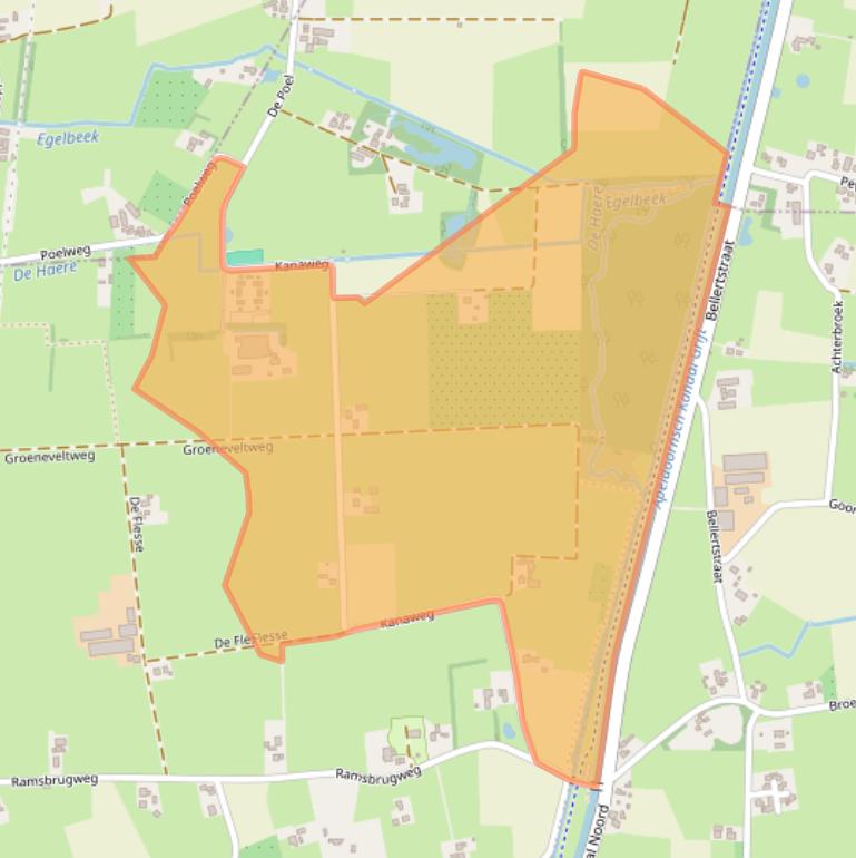 Kaart van postcodegebied 7345DZ.